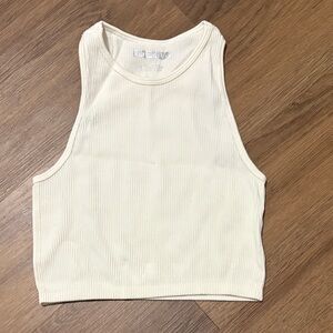 Forever 21 Cream Ribbed Crop Top
